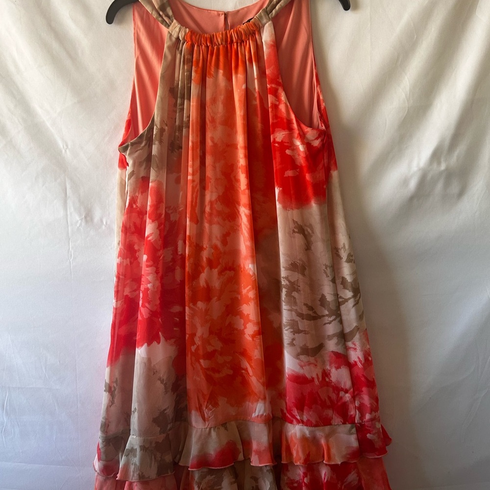 R&K Vibrant Orange and Brown Mini Dress